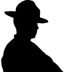 Cameo outline of a male presenting figure with a ranger wide brimmed hat