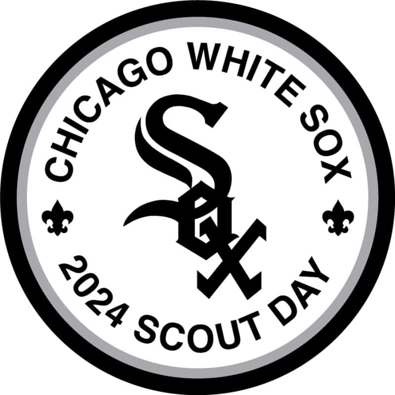 Image of a patch with the words "Chicago White Sox. 2024 Scout Day" and the Chicago Sox logo.