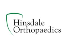 Business logo for Hinsdale Orthopaedic with a shield in the background